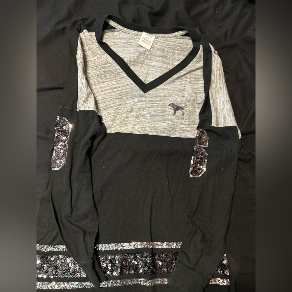 Sequin VS PINK long sleeve tee. Size small
